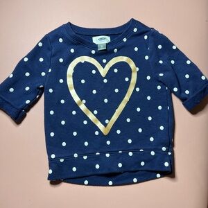 Old Navy Navy Sweater with White Dots and Gold Heart
